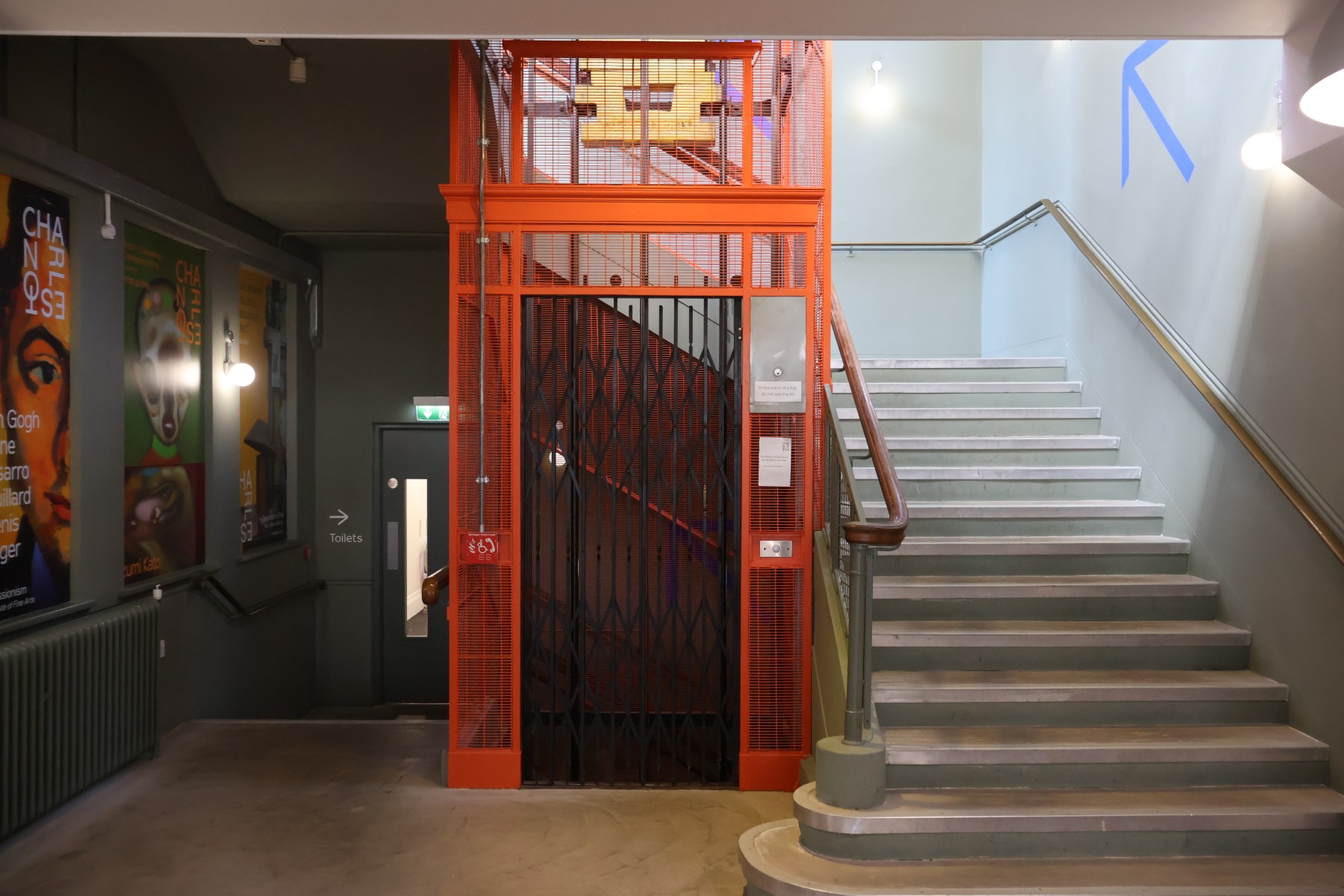 The elevator on the middle floor