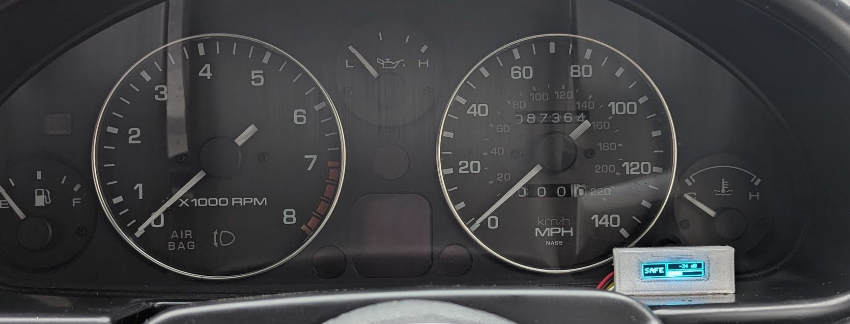 The devices screen situated in a vehicle